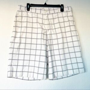 Nike Golf Men's Core Plaid Shorts DRI-FIT Flat Front SZ 34 White‎ 398615-100​
